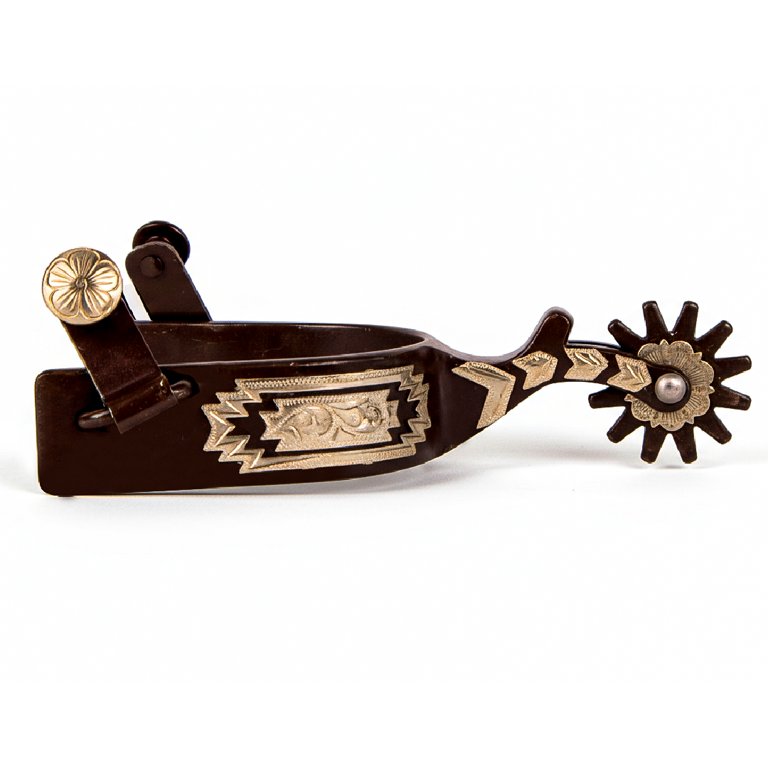 Espuela Colt Hunt – Grabada con Flechas y Rueda de 10 Puntas