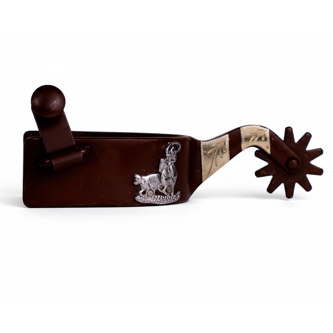 Espuela Colt Hunt – Motivo Calf Roper Grabado en Negro