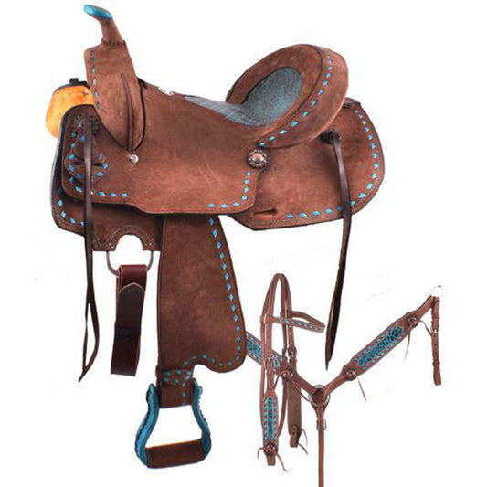 Montura Double T de barriles en cuero roughout – 16" (set)