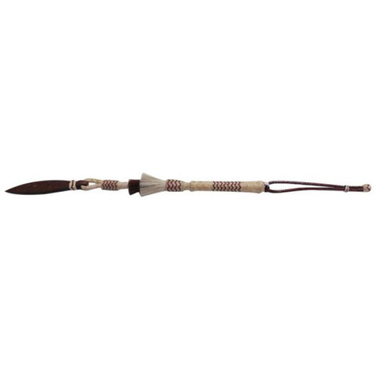 Fuete Showman de rawhide trenzado 29" con crin y popper de cuero