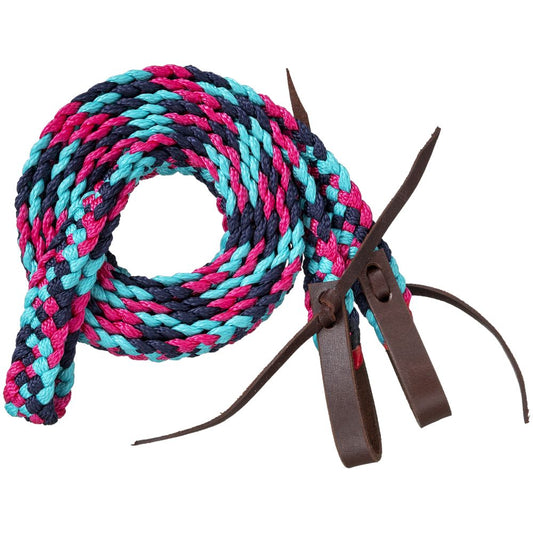 Riendas de lazo Tough1 trenzadas – Azul marino, verde azulado y frambuesa
