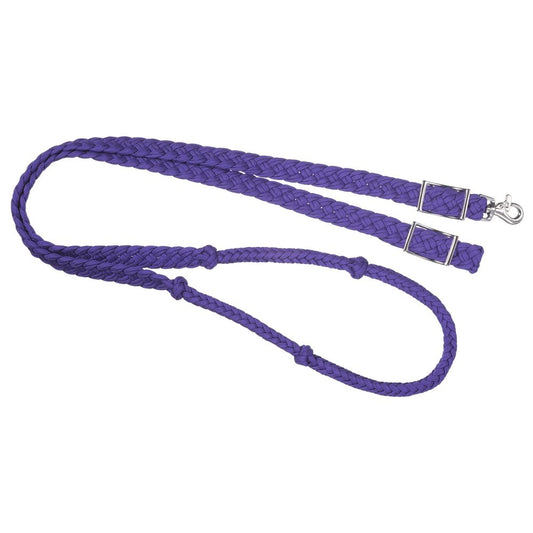 Riendas de roping Tough1 Deluxe de cordón con nudos – morado
