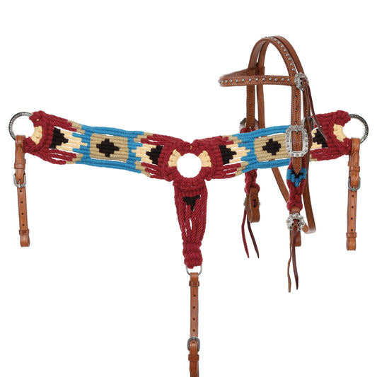 Set Showman Fiery Frontier de mohair tamaño pony: cabezada con frentera y pechera