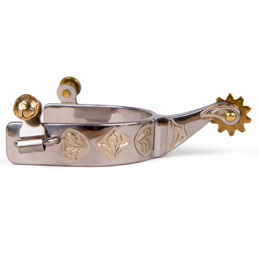Espuela Colt Hunt – Decorada con Botones Grabados y Rueda de 9 Puntas