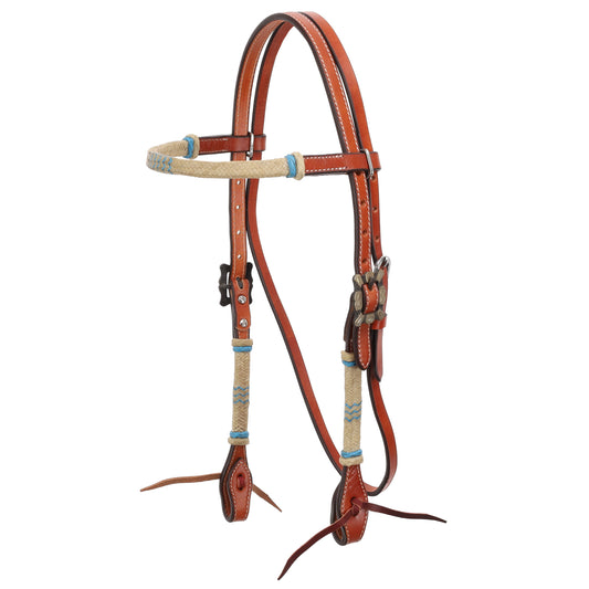 Cabezada Showman Frosted Teal con frentera de rawhide