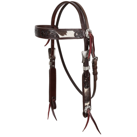Cabezada Showman Nightshade de cuero argentino con frentera