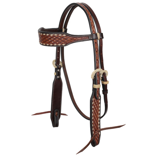 Cabezada Showman Diamond Stitch de cuero argentino con frentera