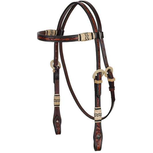 Cabezada Showman Prairie Oak de cuero argentino con frentera