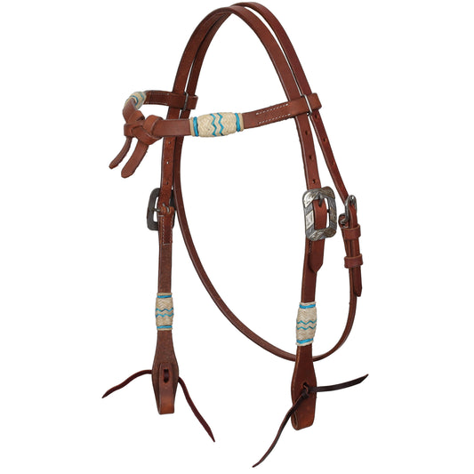 Cabezada Showman Aqua Rawhide de cuero argentino con nudo futurity